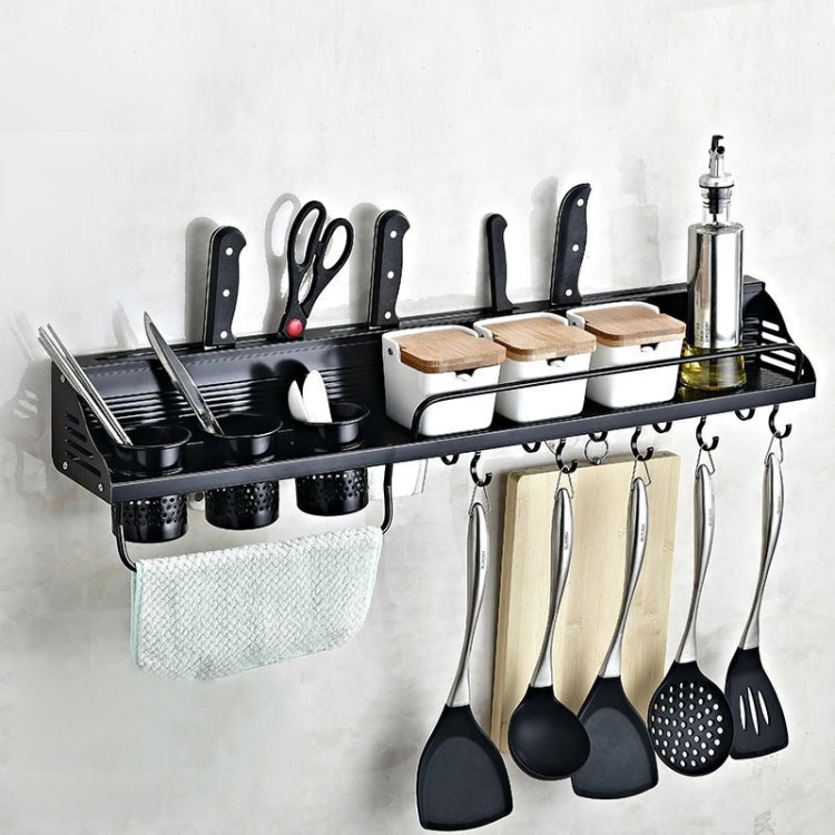 A Version 80cm 3 Cups 10 Hooks Kitchen Multi-function Wall-mounted Condiment Storage Rack