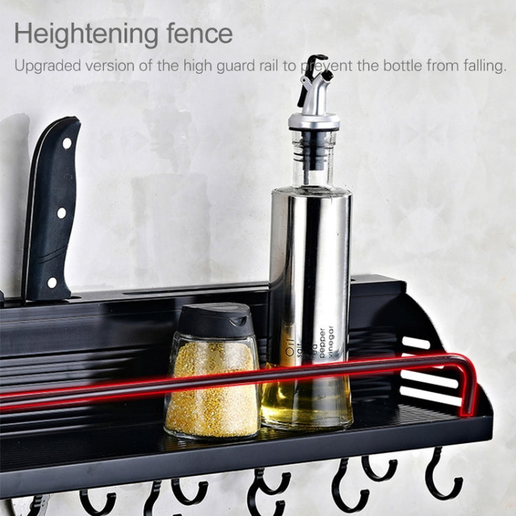 A Version 80cm 2 Cups 10 Hooks Kitchen Multi-function Wall-mounted Condiment Storage Rack