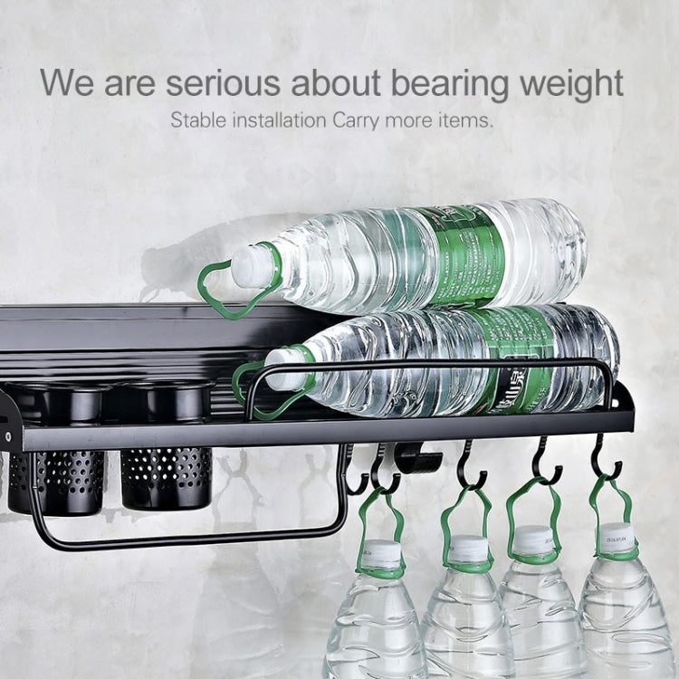 A Version 80cm 2 Cups 10 Hooks Kitchen Multi-function Wall-mounted Condiment Storage Rack