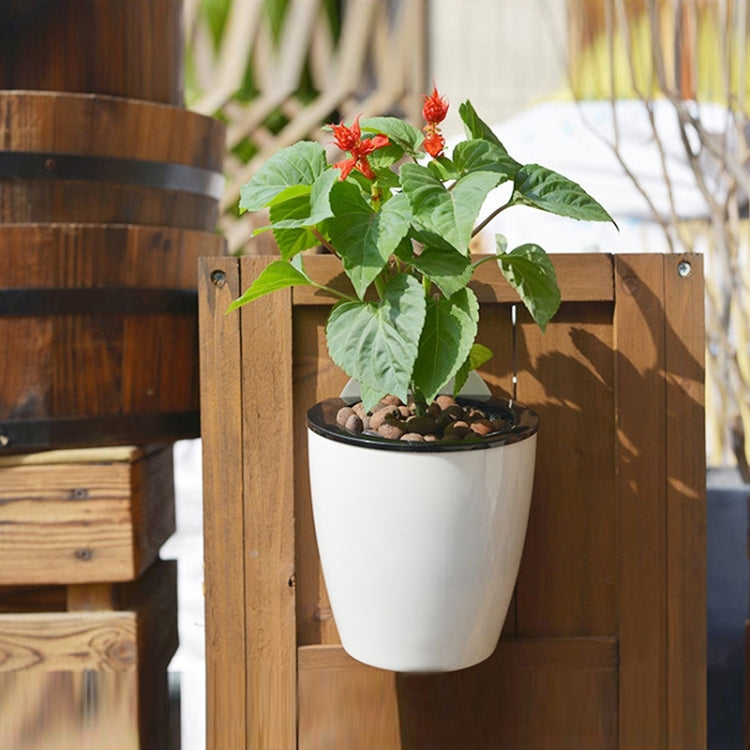 Self-Watering Planter Grow Plants Lazy Flower Pots Wall-hanging Round Resin Plastic Flower Pots, Size: 13x8.5x13cm