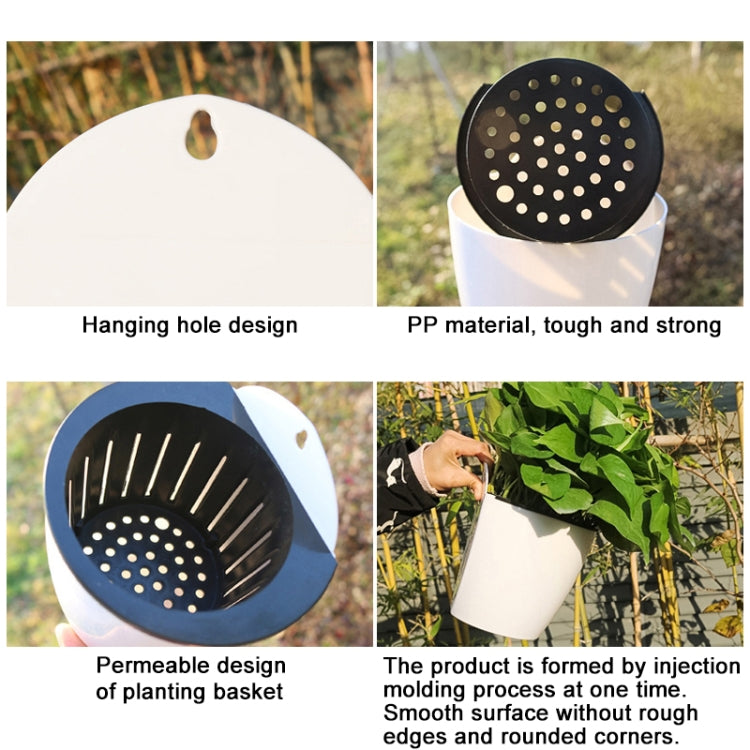 Self-Watering Planter Grow Plants Lazy Flower Pots Wall-hanging Round Resin Plastic Flower Pots, Size: 18x12.5x16cm