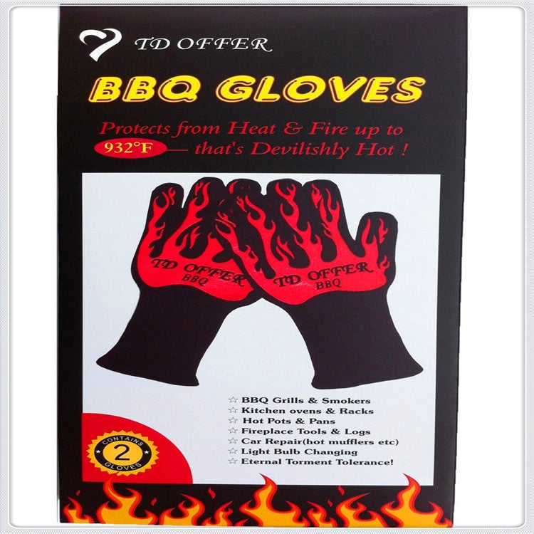 2 Layer Fire Protection Portable Silicone Anti-skidding High Temperature Resistance Cooking Baking Barbecue Gloves