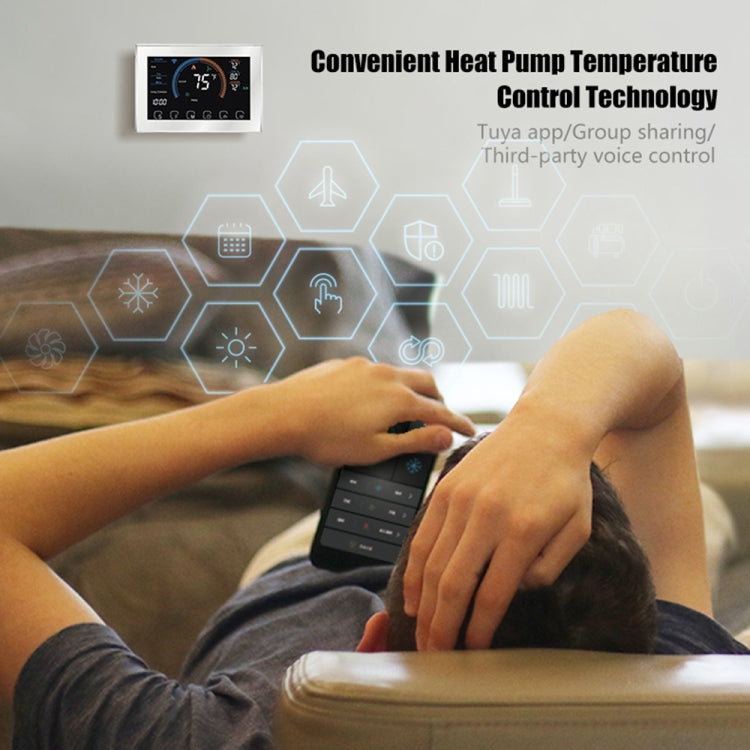 BHP-8000-WIFI-SS 3H2C Smart Home Heat Pump Round Room Brushed Mirror Housing Thermostat with WiFi, AC 24V