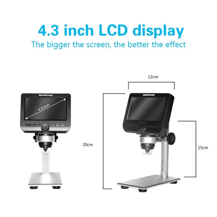 inskam317 1080P 4.3 inch LCD Screen WiFi HD Digital Microscope, Metal Bracket