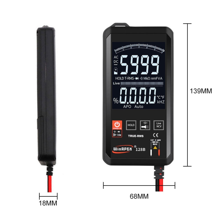 HY128B Reverse Display Screen Ultra-thin Touch Smart Digital Multimeter Fully Automatic High Precision True Effective Value Multimeter