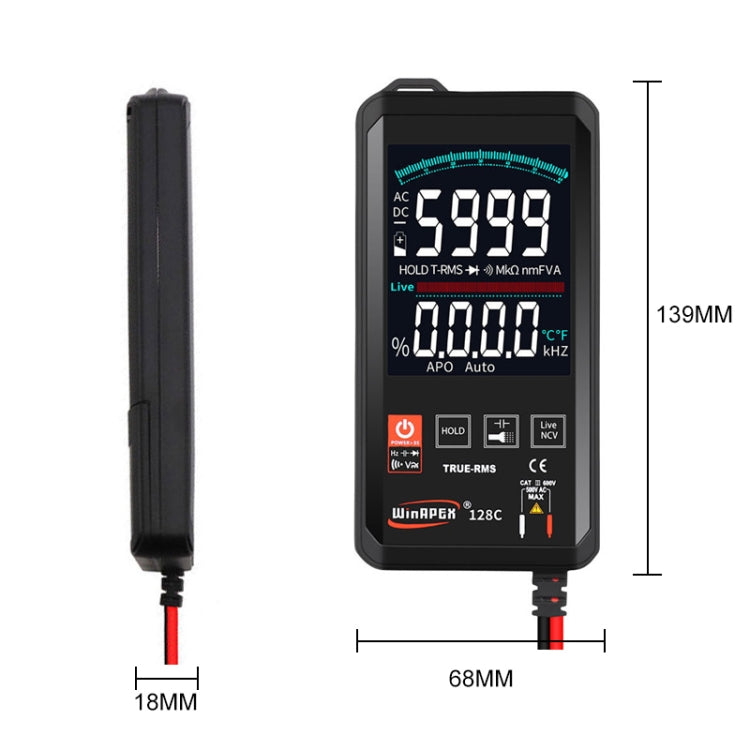 HY128C Color Screen Ultra-thin Touch Smart Digital Multimeter Fully Automatic High Precision True Effective Value Multimeter