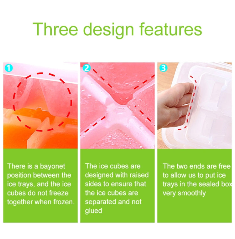 Small Square Ice Mold Trays Multi-layer Mold with Cover Ice Storage Box, 2 Layers