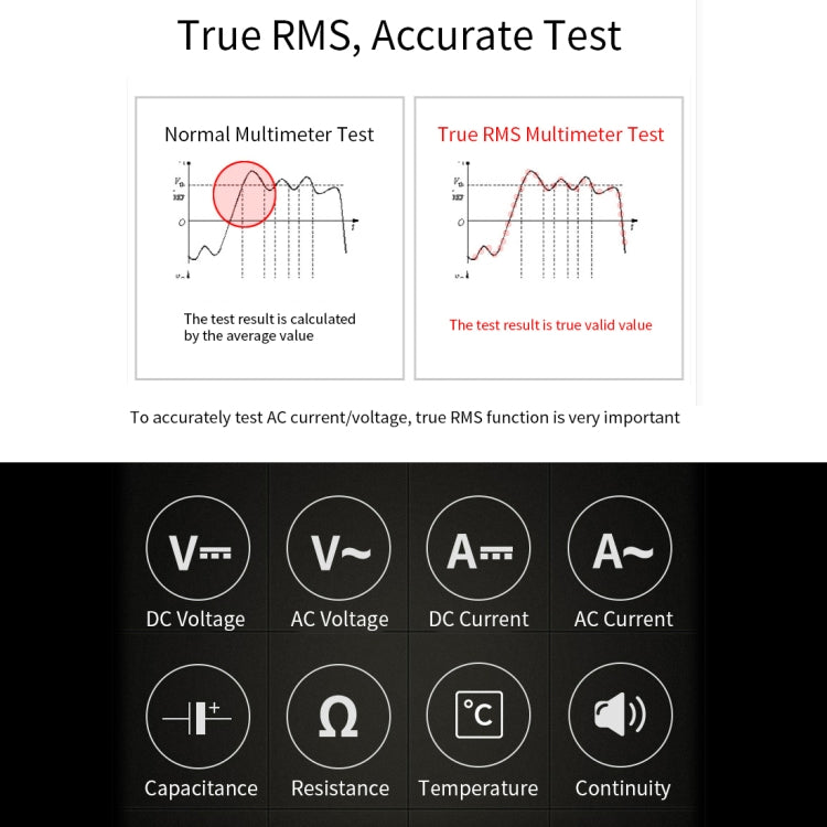 BSIDE ADM66 Handheld Household 6000 Count AC / DC Current Voltage Capacitor Automatic Range Multimeter with LCD Backlight & Card Slot Function
