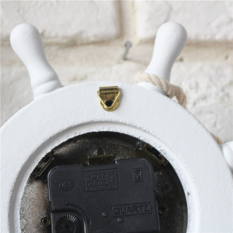 Wooden Helmsman Ship Wheel Shape Decorative Living Room Wall Clock, Size: 22*22*2.5cm