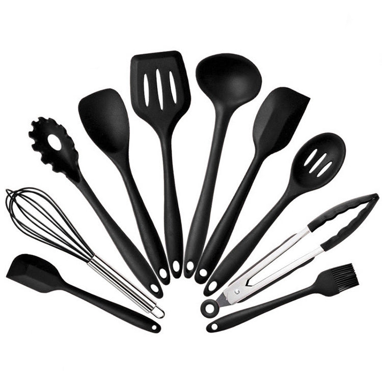 kn7050 10 in 1 Silicone Kitchen Tool Set, Black, Green, Blue, Red