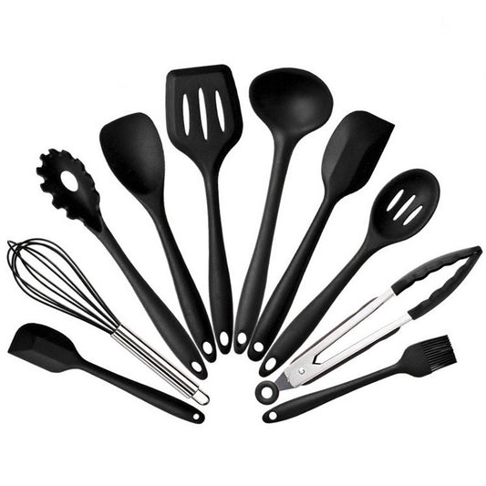 kn7050 10 in 1 Silicone Kitchen Tool Set, Black, Green, Blue, Red