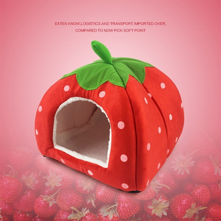 Strawberry Shaped Foldable Short Plush Pet House Nest, Size: S