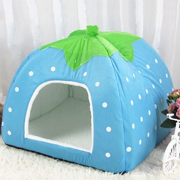 Strawberry Shaped Foldable Short Plush Pet House Nest, Size: S