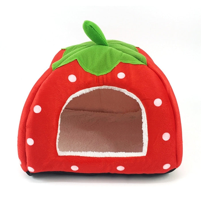 Strawberry Shaped Foldable Short Plush Pet House Nest, Size: M