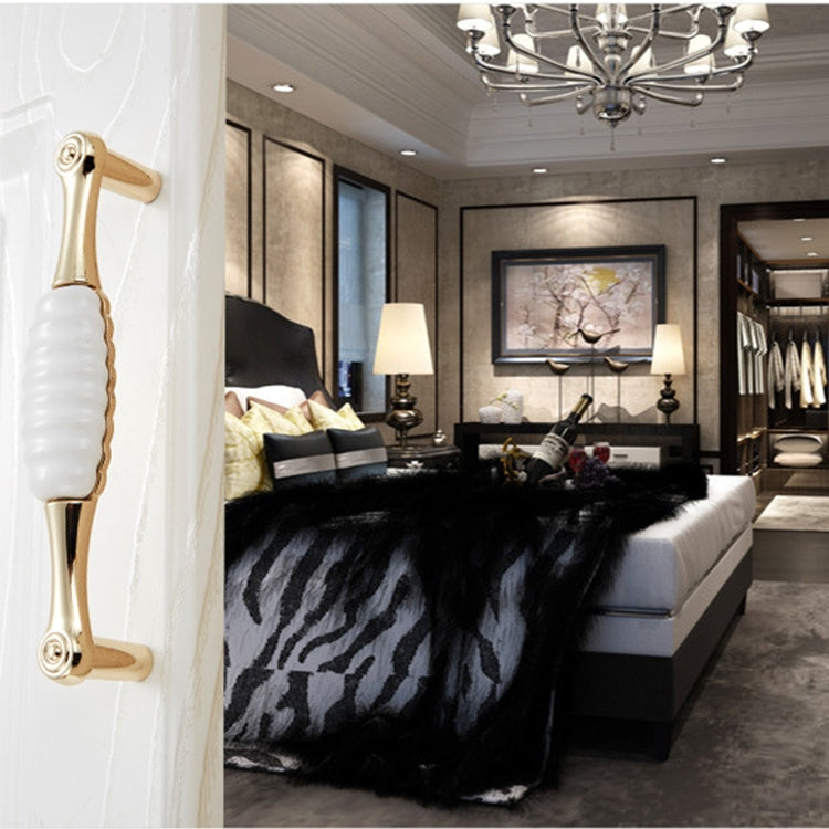 5027-128 Gold Imitated Zinc Alloy Ceramic Handle for Cabinet Wardrobe Drawer Door, Hole Spacing: 128mm