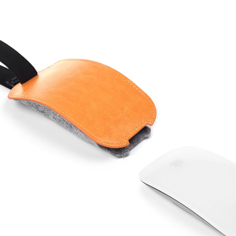 European Style Elastic PU Leather Fur Felt Mouse Storage Bag for Apple Magic Mouse 2
