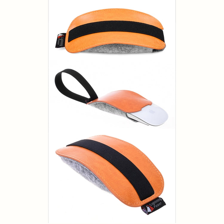 European Style Elastic PU Leather Fur Felt Mouse Storage Bag for Apple Magic Mouse 2