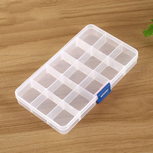 Removable Grid Plastic 15 Slots Box Organizer for Jewelry Earring Fishing Hook Small Accessories, 15 Slots (White+Blue), 15 Slots (White+Pink), 15 Slots (Purple+Blue), 15 Slots (Baby Blue+Blue)