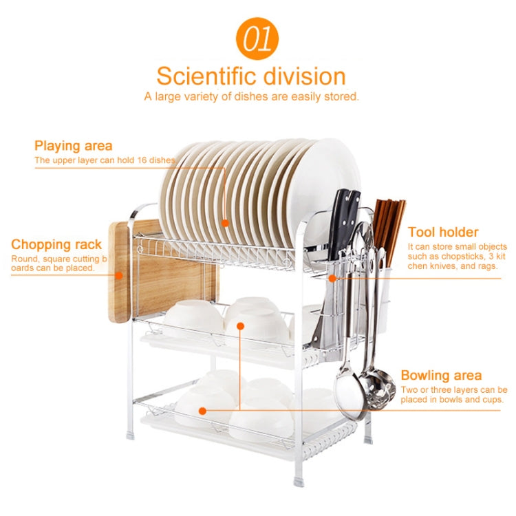 Multi-function Kitchen Stainless Steel Double Diskes Rack Hanging Knife Chopping Block Holder