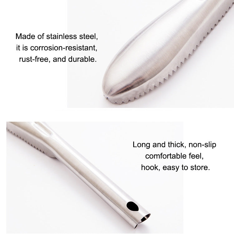 Kitchen Essential Stainless Steel Bidirectional Sawtooth Fish Scraper Fish Scale Planing Knife