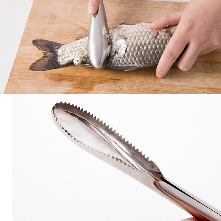 Kitchen Essential Stainless Steel Bidirectional Sawtooth Fish Scraper Fish Scale Planing Knife