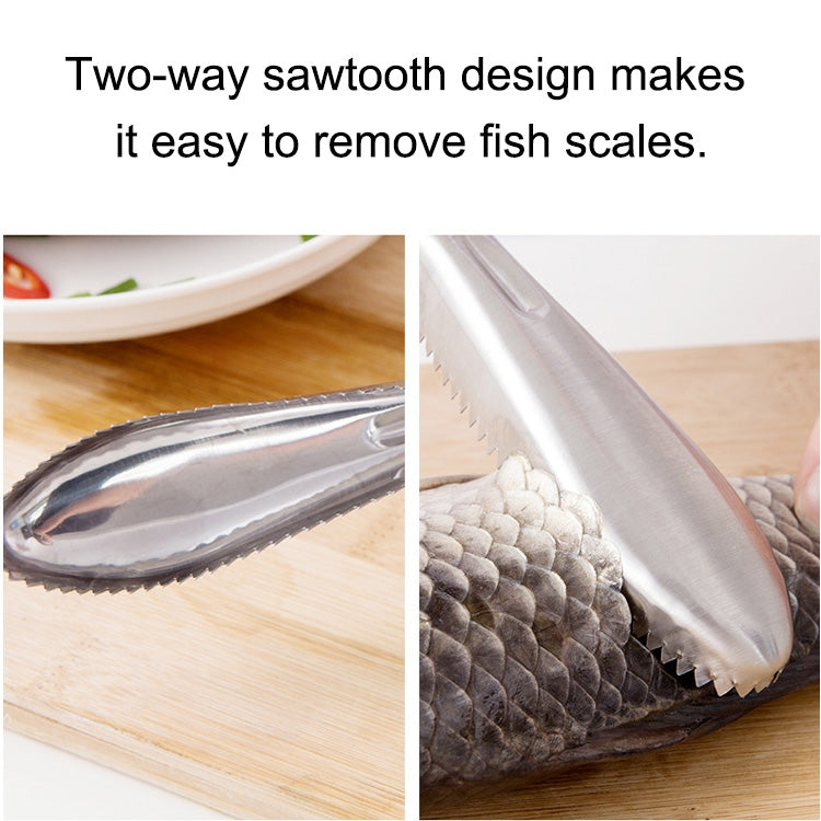 Kitchen Essential Stainless Steel Bidirectional Sawtooth Fish Scraper Fish Scale Planing Knife