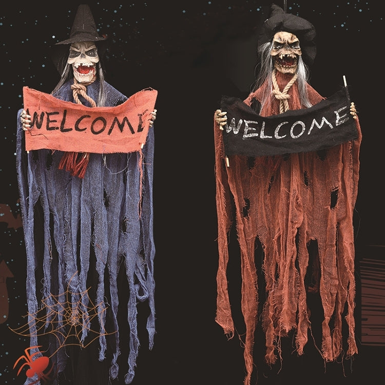 Halloween Hang Ghost Resin Electric Skull Bar Door Welcome Ghost Voice Skeleton Props Decorations