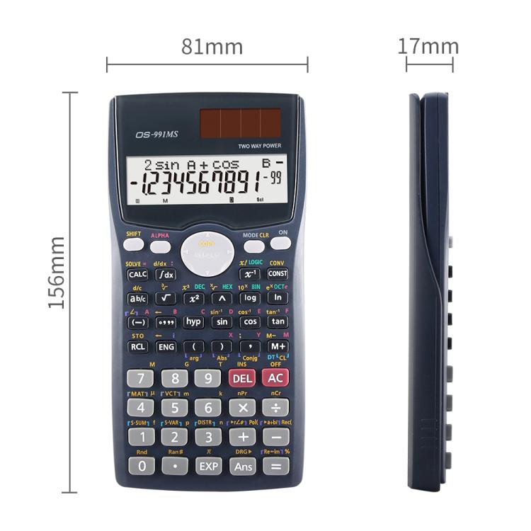 OS-991MS 10+2 Digits Double Line Display Multi-functional Student Function Scientific Calculator Solar Energy Dual Power Calculator