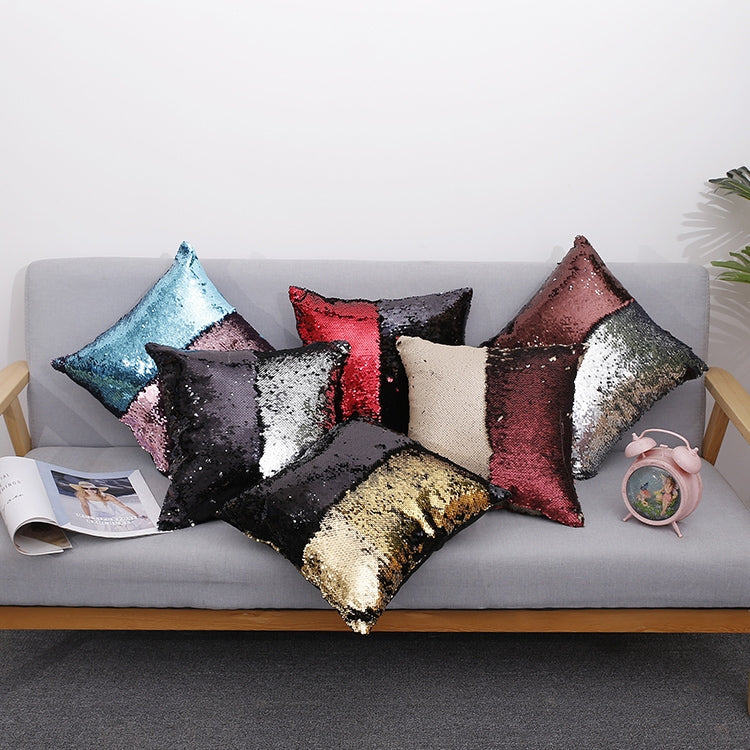 DIY Two Tone Glitter Sequins Throw Pillow Case Reversible Sequin Magical Color Changing Pillow Cover, Size: 40*40cm