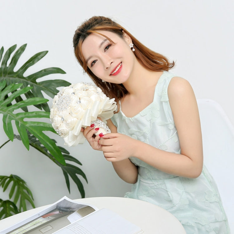 Wedding Holding Pearl Diamond Flowers Bridal Bouquet Accessories Bridesmaid Rhinestone Party Wedding Decoration Supplies, Diameter: 20cm