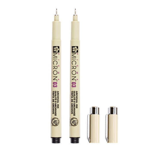 2 PCS Archival Pigment Ink Drawing Fineliner Pens Nib Manga Micron Pen, 0.35mm, 0.45mm, 0.5mm, 0.25mm, 0.3mm