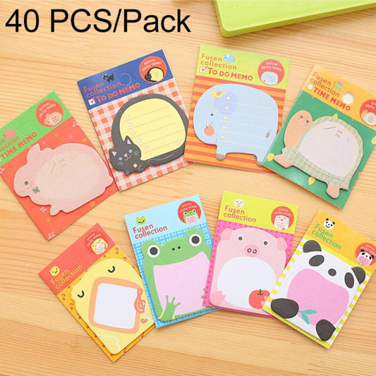 40 PCS Cartoon Animal Shaped Self Adhesive Memo Pad N-times Sticky Notes Bookmark School Office Supply, Random Style Delivery, Adhesive Memo Pad