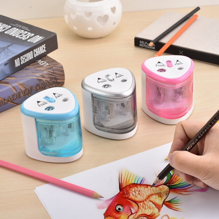 Office School Stationery Battery Operated Dual Slots Electric Colored Pencil Sharpener, Random Color Delivery