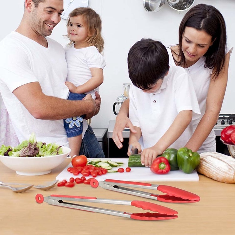 9 inch Silicone Non-slip Food Bread Barbecue BBQ Clip Tongs Kitchen Tools