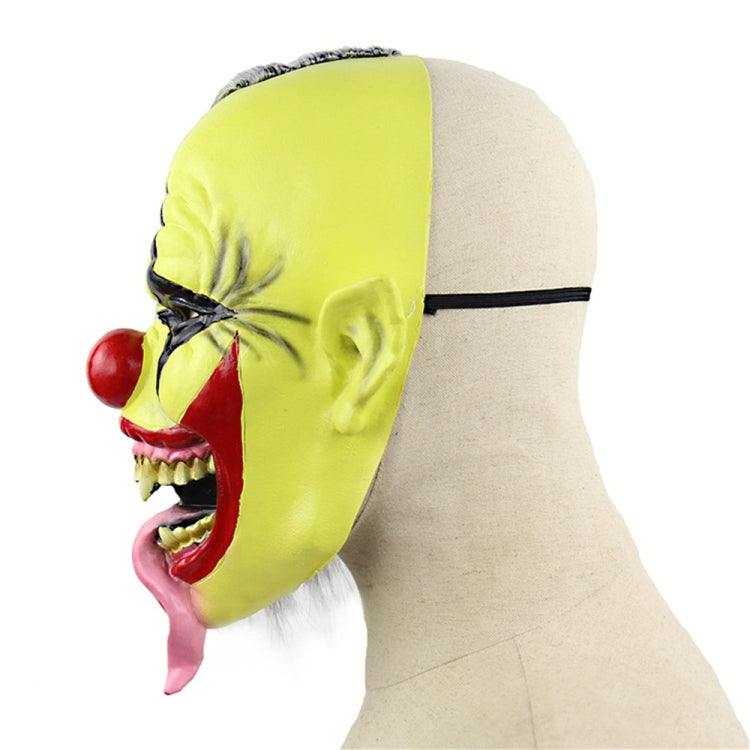 Halloween Festival Party Latex Green Face Clown Frightened Mask, with Hair