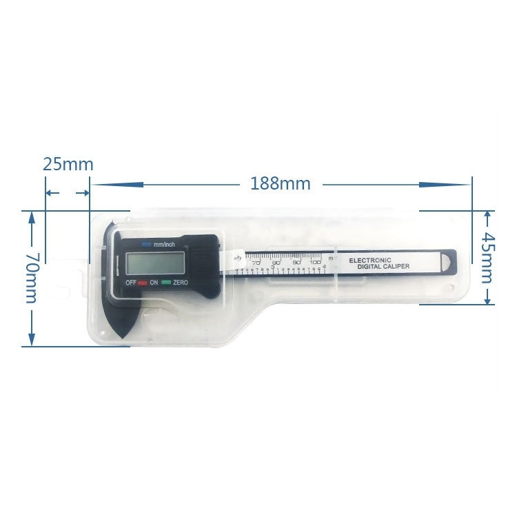 Plastic Fiber Digital Display Vernier Caliper, Measure Range: 100mm (4 inch), Plastic Box Packing