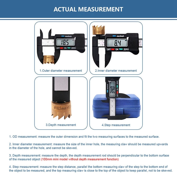 Plastic Fiber Digital Display Vernier Caliper, Measure Range: 100mm (4 inch), Plastic Box Packing