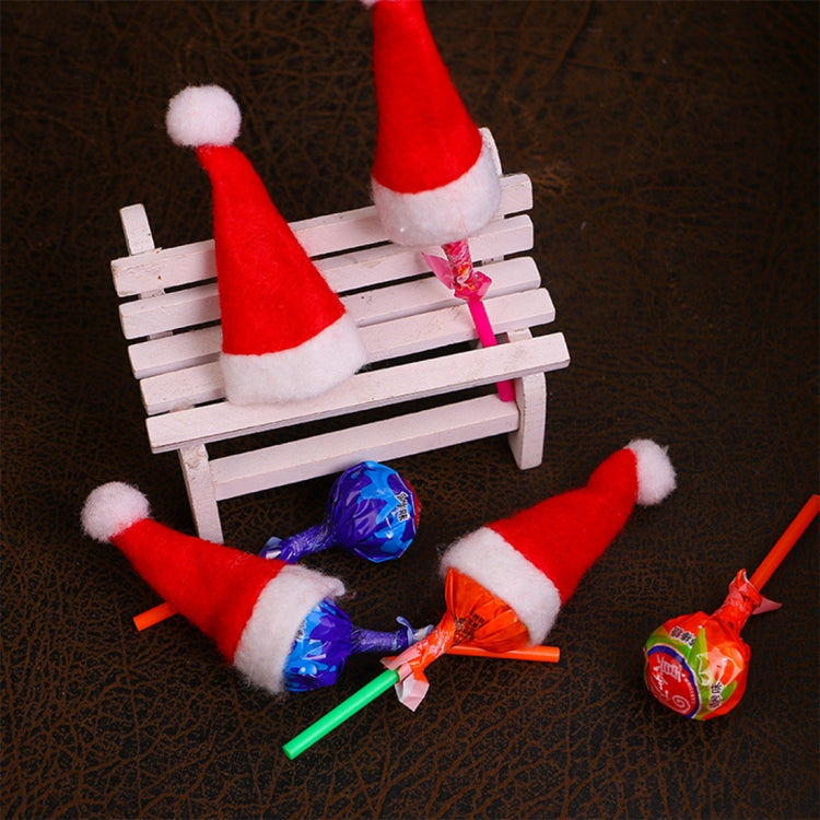 20 PCS Christmas Dinner Table Decoration Candy Lollipop Hat, Non-woven Fabric Mini Christmas Hat