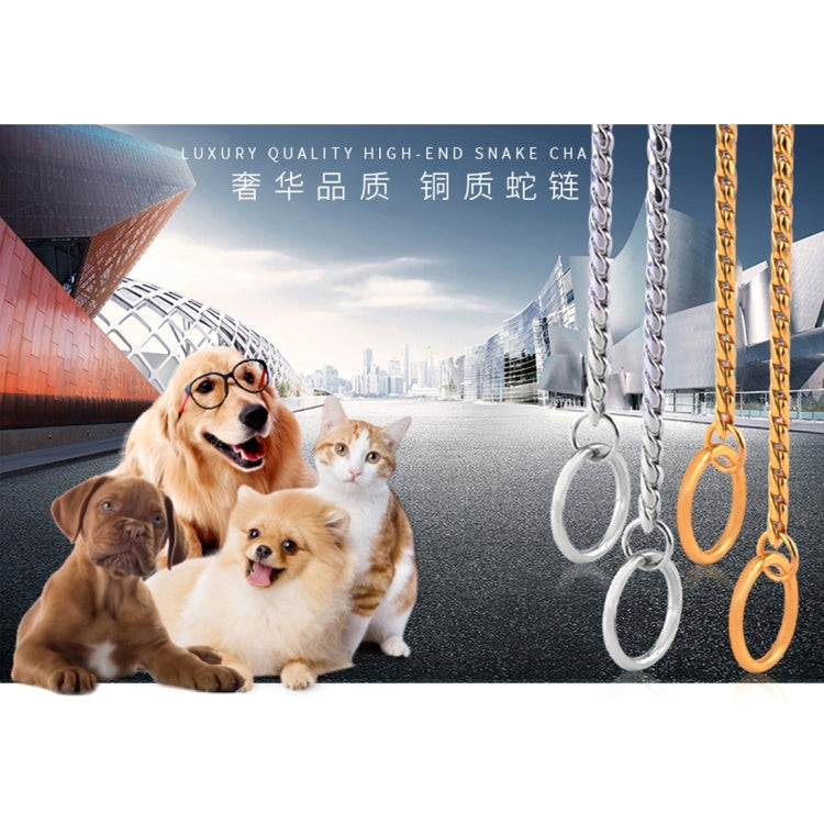 Pet Collars Pet Neck Strap Dog Neckband Snake Chain Dog Chain  Solid  Metal Chain Dog Collar，Length:35cm