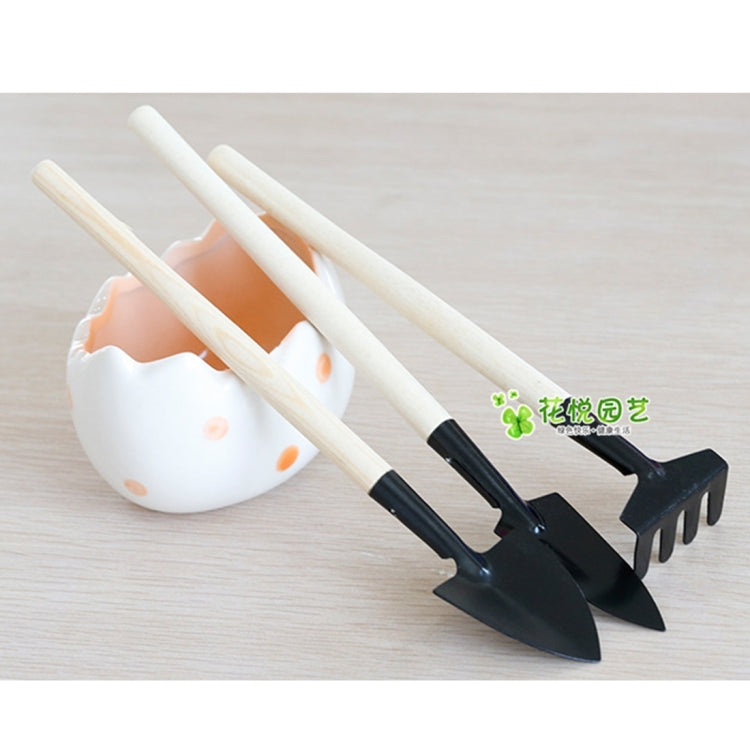 4pcs Rake Shovel Digging Trowel 3 in 1  Wooden Handle Metal Head Mini Garden Plant Tool Gardening Tool