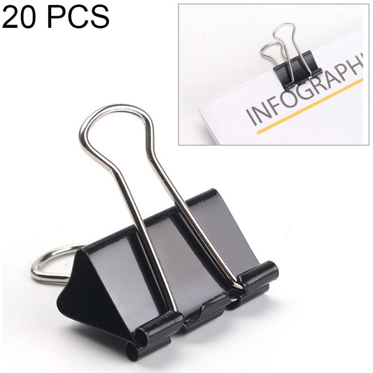 20PCS 51mm Black Metal Clip Notes Letter Paper Clip Office Bind