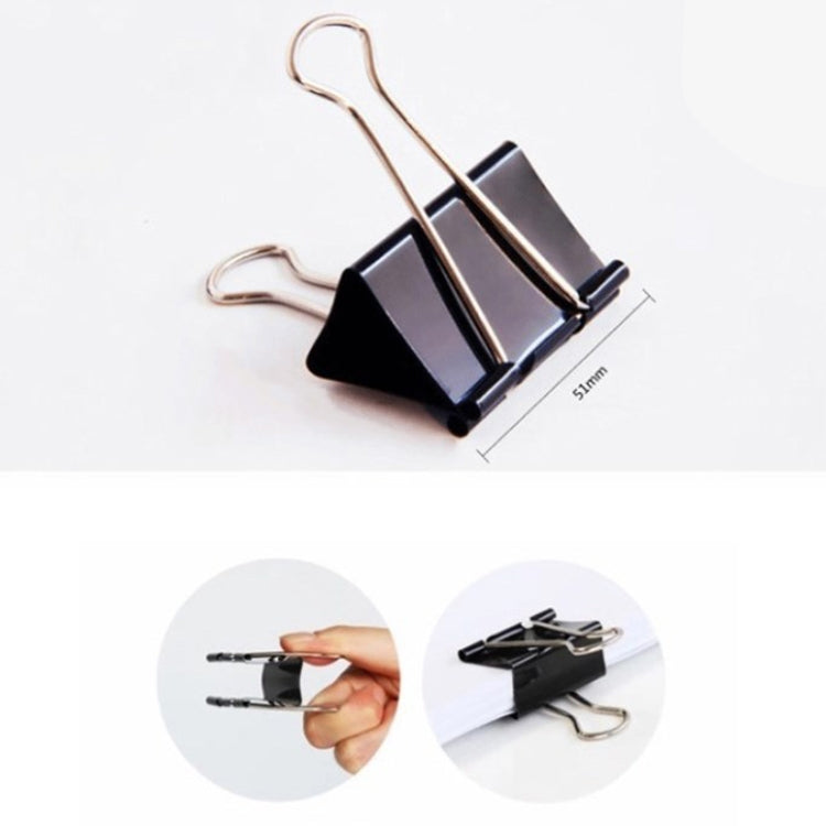 20PCS 51mm Black Metal Clip Notes Letter Paper Clip Office Bind