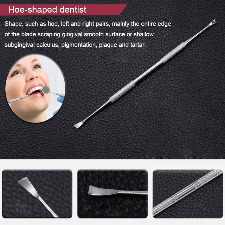 4 in 1 Dental Tool Set (Stainless Steel Probe + Hoe-shaped Dentist + Dental Tweezers + Mouth Mirror)