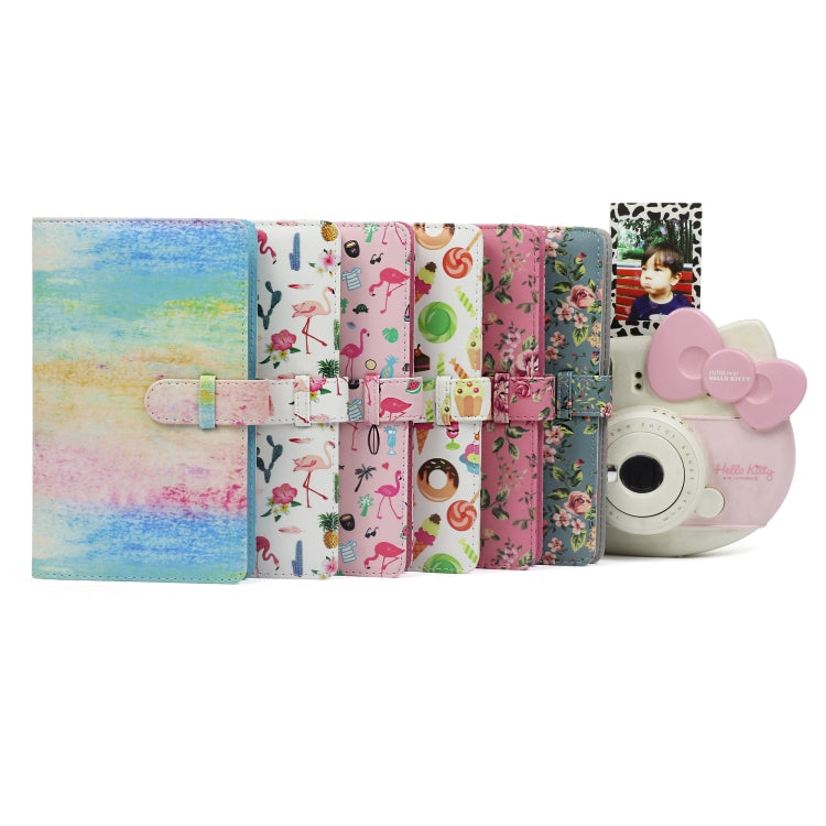 Pink Flamingo Pattern 3 inch DIY PU Mini Creativity Insert Type 32 Pages Exquisite Photo Album for Polaroid