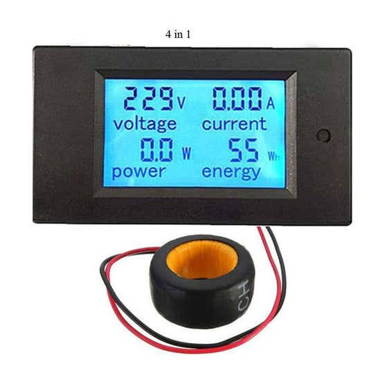 PZEM-061 4 in 1 DC Digital Display Meter Voltage Measuring Instrument, AC 80-260V, 100A