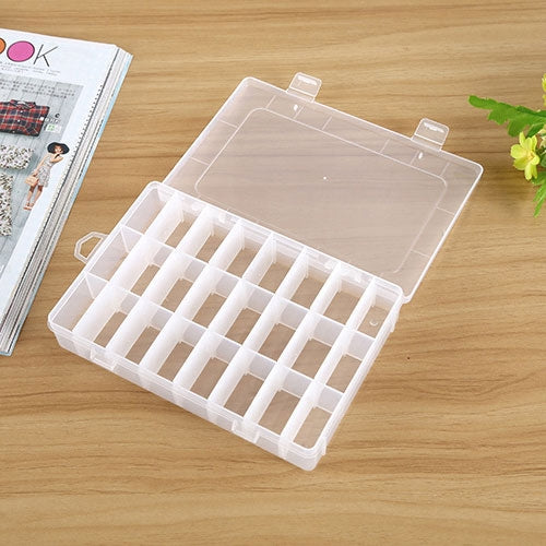 Plastic Removable Grid 24 Slots Box Organizer Storage Container for Jewelry Earring