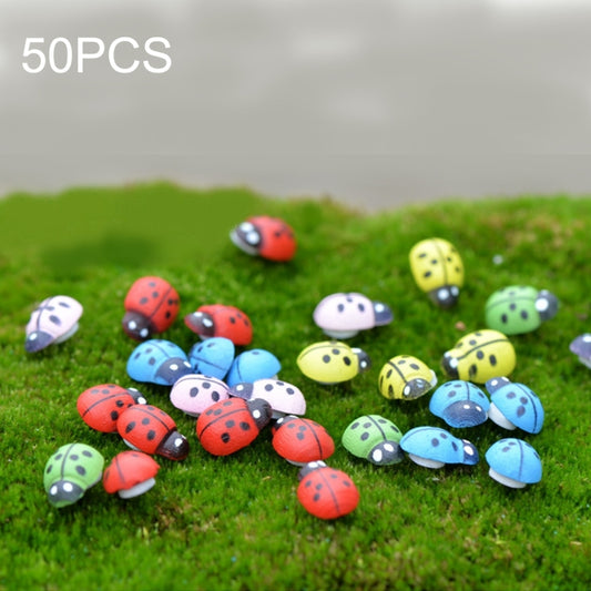 50pcs Mixed Color Wooden Cabochons Ladybug for Decoration Wood Ladybug Decoration Crafts Micro-landscape Ornaments Accessories Multi-meat Ornaments