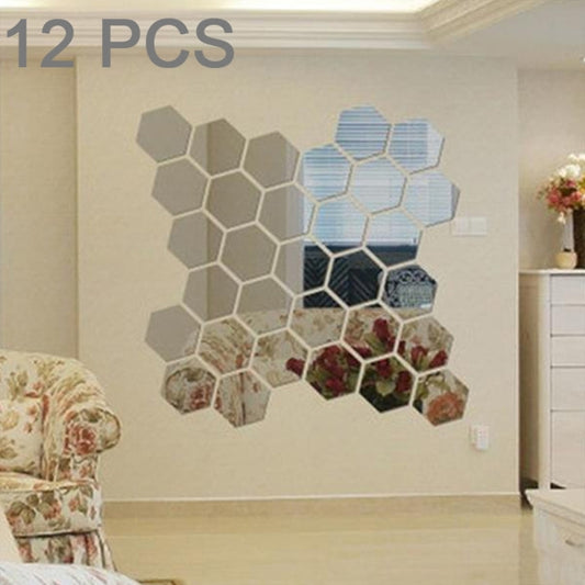 12 PCS 3D Hexagonal Mirror Wall Stickers Set, Size: 8*8cm, Size: 8*8cm(Silver), Size: 8*8cm (Black), Size: 8*8cm(Gold), Size: 8*8cm(Blue)