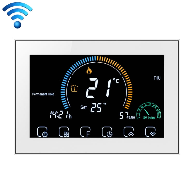 BHT-8000-GCLW Controlling Water/Gas Boiler Heating Energy-saving and Environmentally-friendly Smart Home Negative Display LCD Screen Round Room Thermostat with WiFi