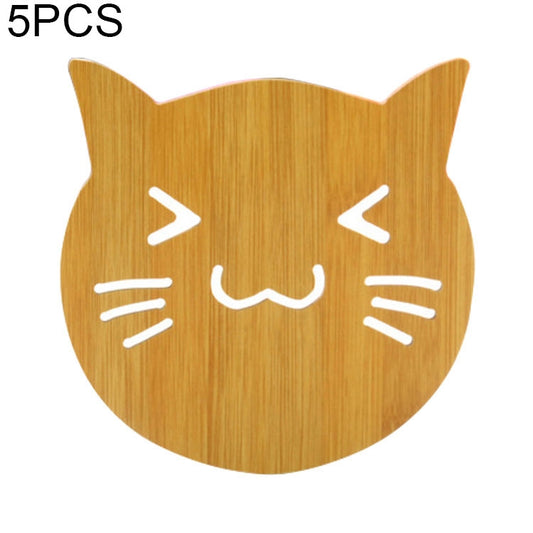 5pcs Cute Cartoon Kitchen Table Protect Wood Cup Pad Heat Insulation Coaster Mat, Random Style Delivery